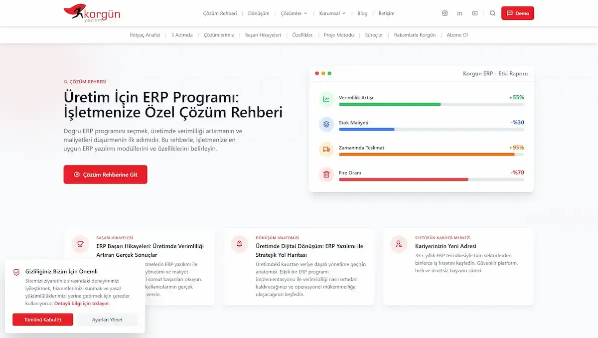 Korgün ERP Web Sitesi