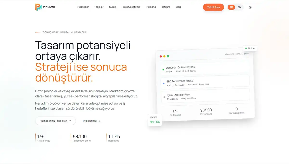 Pixmons Portfolyo Sitesi Teknik Detaylar